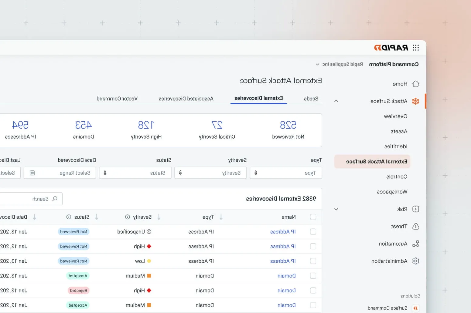 external attack surface dashboard